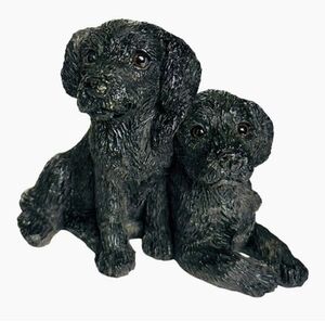 Dog Mate Labradors in Love Ceramic Figurine 4" Black Puppy Couple Sculpture Dog